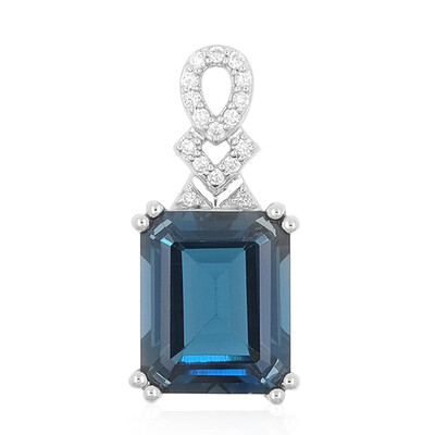 Platinaen hanger met een Londen-blauwe topaas