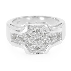 Zilveren ring met witte topaasstenen