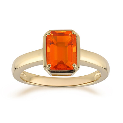 Gouden ring met een AAA Mexicaanse vuur opaal