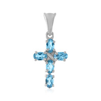 Zilveren hanger met Zwitsers-blauwe topaasstenen