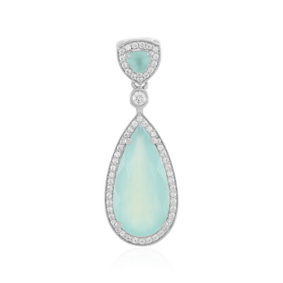 Zilveren hanger met een Aqua Chalcedoon