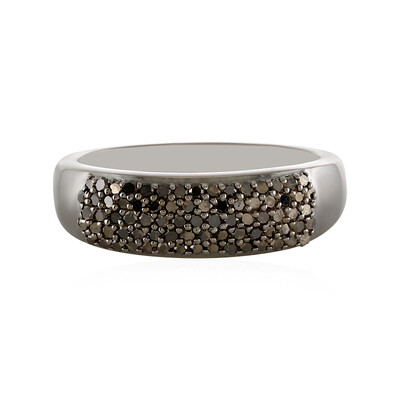 Zilveren ring met zwarte diamanten