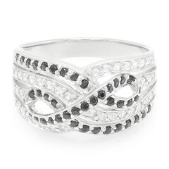 Zilveren ring met zwarte spinelstenen