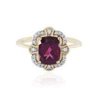 Gouden ring met een magenta granaat