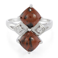Zilveren ring met mahonie obsidiaanstenen