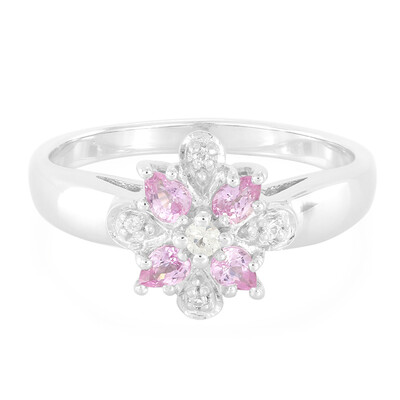 Zilveren ring met Ceylon roze saffieren