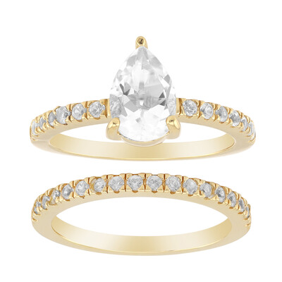 Zilveren ring met een witte topaas