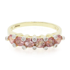 Gouden ring met Onverhitte Padparadscha Saffieren