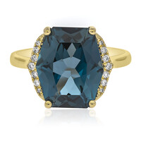 Gouden ring met een Londen-blauwe topaas