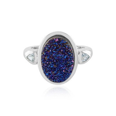 Zilveren ring met een Blauwe Glitter Agaat