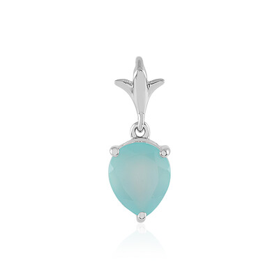 Zilveren hanger met een Aqua Chalcedoon