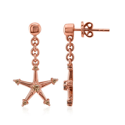 Gouden oorbellen met SI1 Argyle Rose De France Diamanten (Annette)