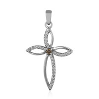 Zilveren hanger met een I2 Champagne Diamant