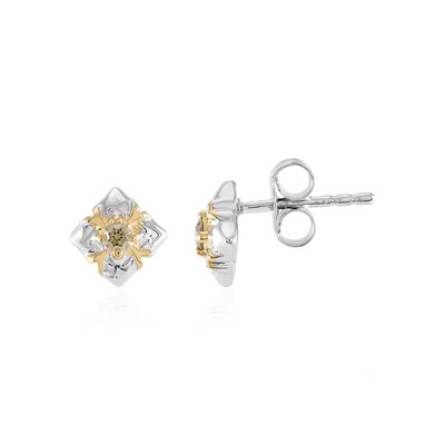 Zilveren oorbellen met I3 Champagne Diamanten