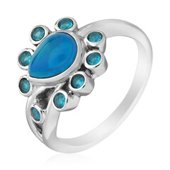 Zilveren ring met een Neonblauwe Opaal