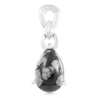 Zilveren hanger met een sneeuwvlokken obsidiaan
