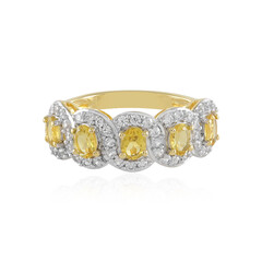 Zilveren ring met gele berillstenen