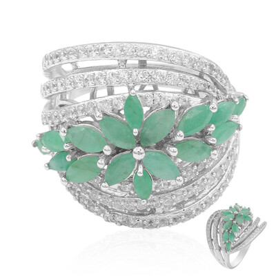 Zilveren ring met smaragden
