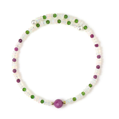 Stalen armband met een Mozambique robijn (Riya)