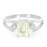 Zilveren ring met een kanariegele kunziet