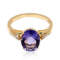 Gouden ring met een bosbes kwarts