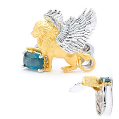 Zilveren ring met een Petrol Kyaniet (Gems en Vogue)