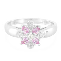 Zilveren ring met Ceylon roze saffieren