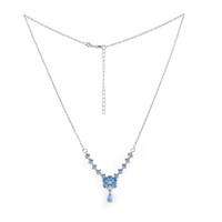 Zilveren halsketting met een Blauwe chalcedoon