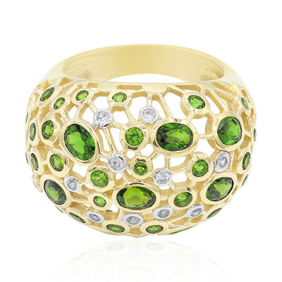 Gouden ring met Russische diopsiedstenen
