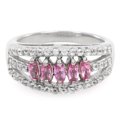 Zilveren ring met roze koper toermalijnen