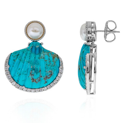 Zilveren oorbellen met Blauwe Kingman Mohave Turkooisen (Dallas Prince Designs)