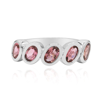 Zilveren ring met roze toermalijnen