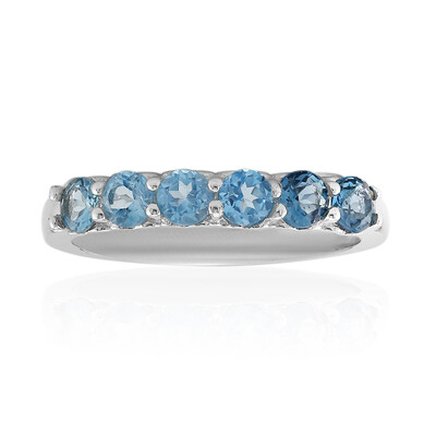 Zilveren ring met Londen-blauwe topaasstenen