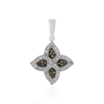 Zilveren hanger met I4 Champagne Diamanten