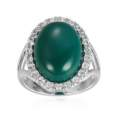 Zilveren ring met een groene agaat