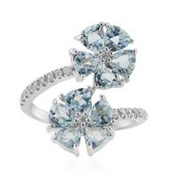 Zilveren ring met hemel-blauwe topaasstenen