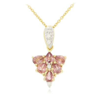 Gouden halsketting met Onverhitte Padparadscha Saffieren (AMAYANI)
