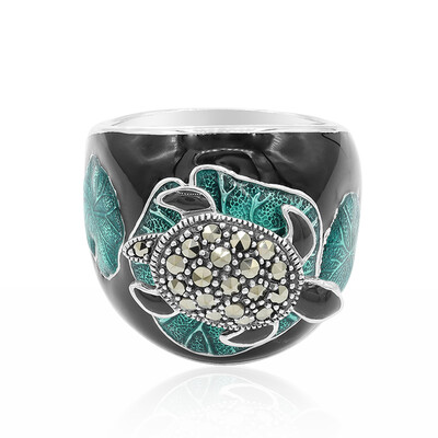 Zilveren ring met marcasieten