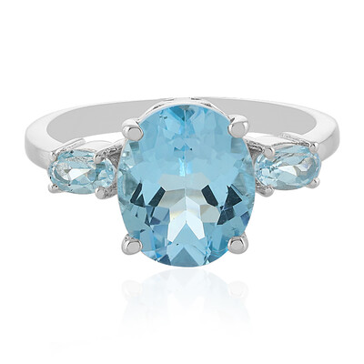 Zilveren ring met een hemel-blauwe topaas