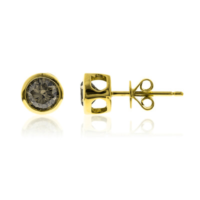 Gouden oorbellen met SI2 Bruine Diamanten (CIRARI)
