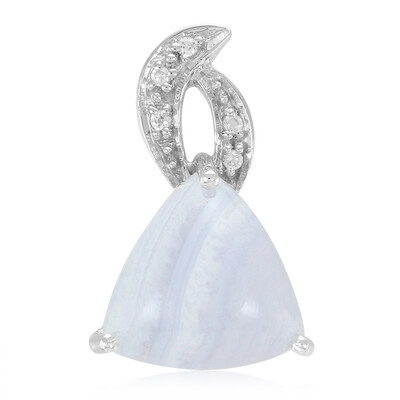 Zilveren hanger met een blauwe kant agaat