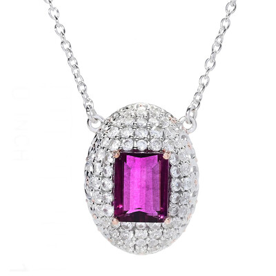 Zilveren halsketting met een Roze Fluoriet (Gems en Vogue)