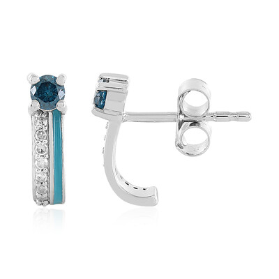 Zilveren oorbellen met I4 Blauwe DIamanten