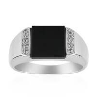 Zilveren ring met een zwarte onyx