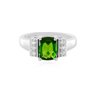 Zilveren ring met een Russische diopsied