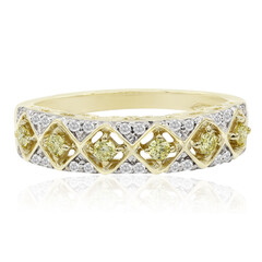 Gouden ring met kanarie gele Diamanten SI