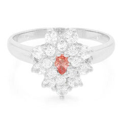 Zilveren ring met een Padparadscha saffier