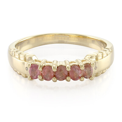 Gouden herenring met Onverhitte Padparadscha Saffieren