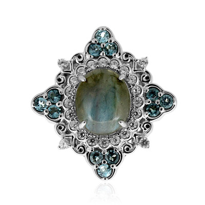 Zilveren ring met een labradoriet (Dallas Prince Designs)