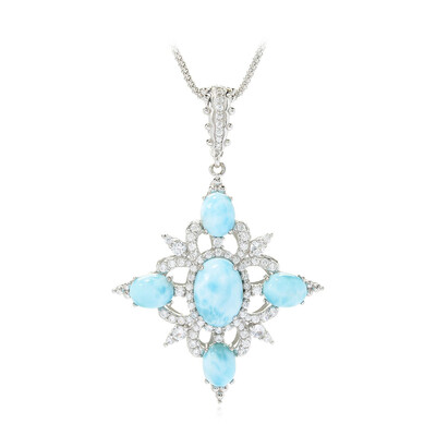 Zilveren halsketting met een larimar (Dallas Prince Designs)